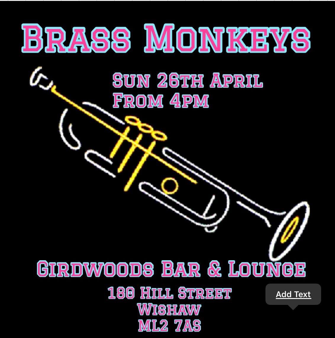 MonkeysBrass's tweet photo. 2 weeks  hence &amp; our drummer is like a bairn waiting for Christmas 😀 an accident early January has forced his temporary break from BM’s ,but he’s “hoaching furrit “ and so are we . Look forward to seeing y’all Girdwoods Wishaw https://t.co/eAk5RmmLTk