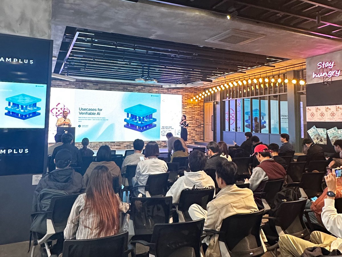 Hosting our <a href="/OpenGradient/">OpenGradient (∇, ∇)</a> event in Korea 🇰🇷 

Featuring <a href="/advait_jayant/">Advait (∇, ∇)</a> giving his talk on why verifiable AI matters