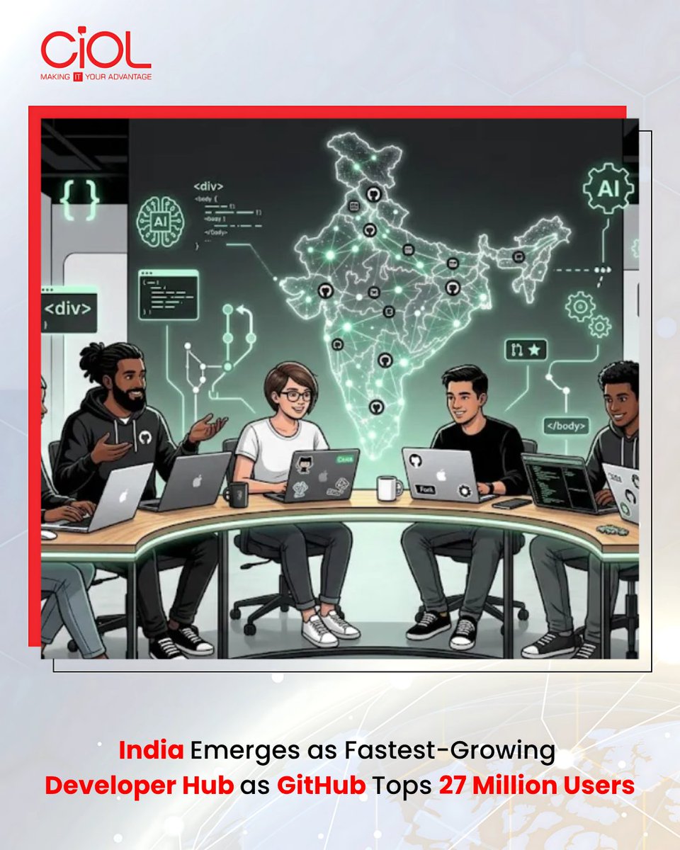 CiOL_News's tweet image. GitHub has surpassed 27 million developers in India, with over two million joining in 2026 alone. The company highlighted India’s rapid growth, strong open-source base, and rising contributions to global AI projects

ciol.com/news/github-27…

#CIOL #AI #AIgrowth #github