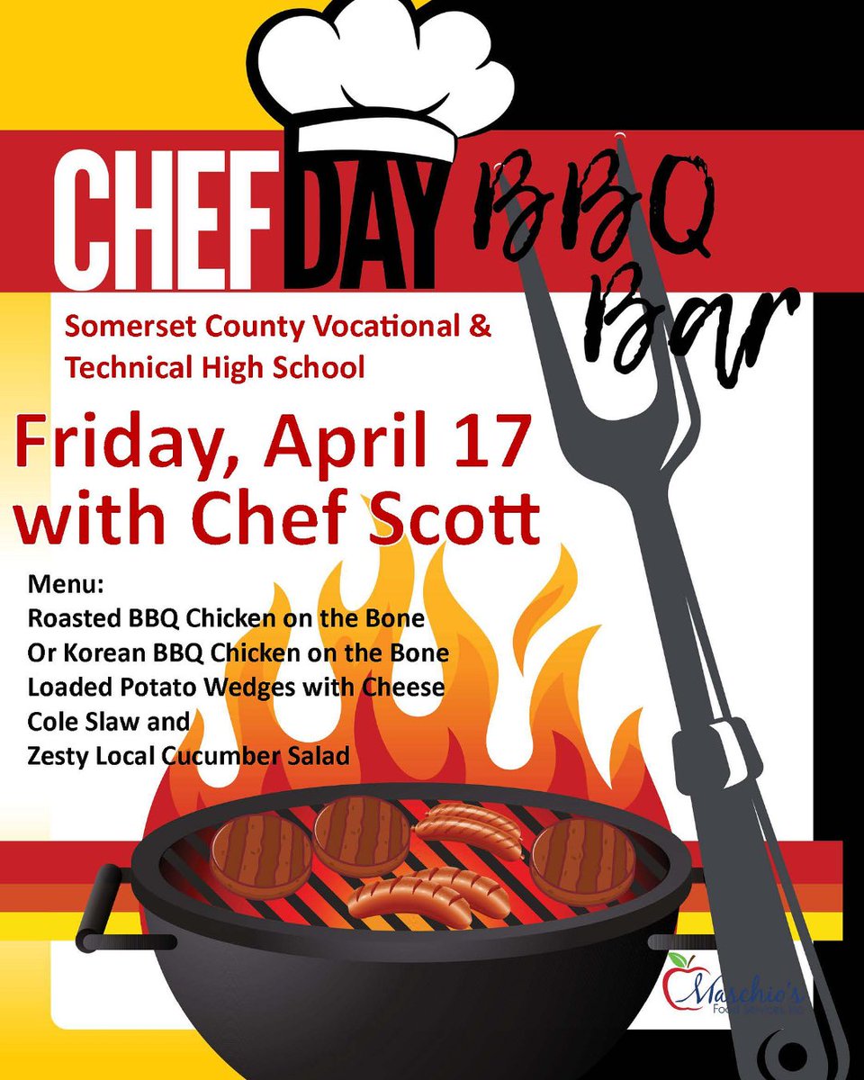 SCVTHS's tweet photo. This Friday, April 17th is Chef Day, where Chef Scott will be serving up a BBQ Bar! https://t.co/BWLL3bUSdH
