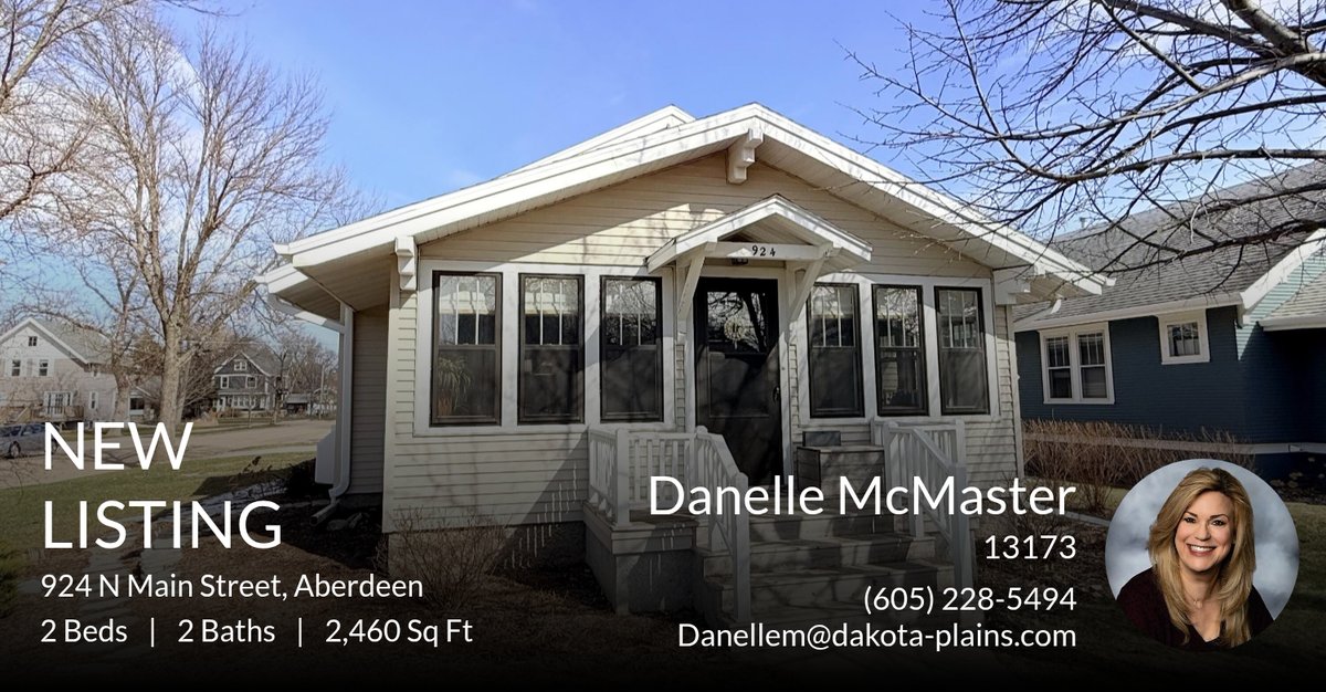 danellemcmaster's tweet photo. 📍 Just Listed 📍 Take a look at this fantastic new listing that just hit the market located at 924 N Main Street in Aberdeen for $299,900. Reach out here or text/call (605) 228-5494 for more information!

Danelle McMaster
Dakota P... https://t.co/f7meYUueRT https://t.co/hoNICzFAGO