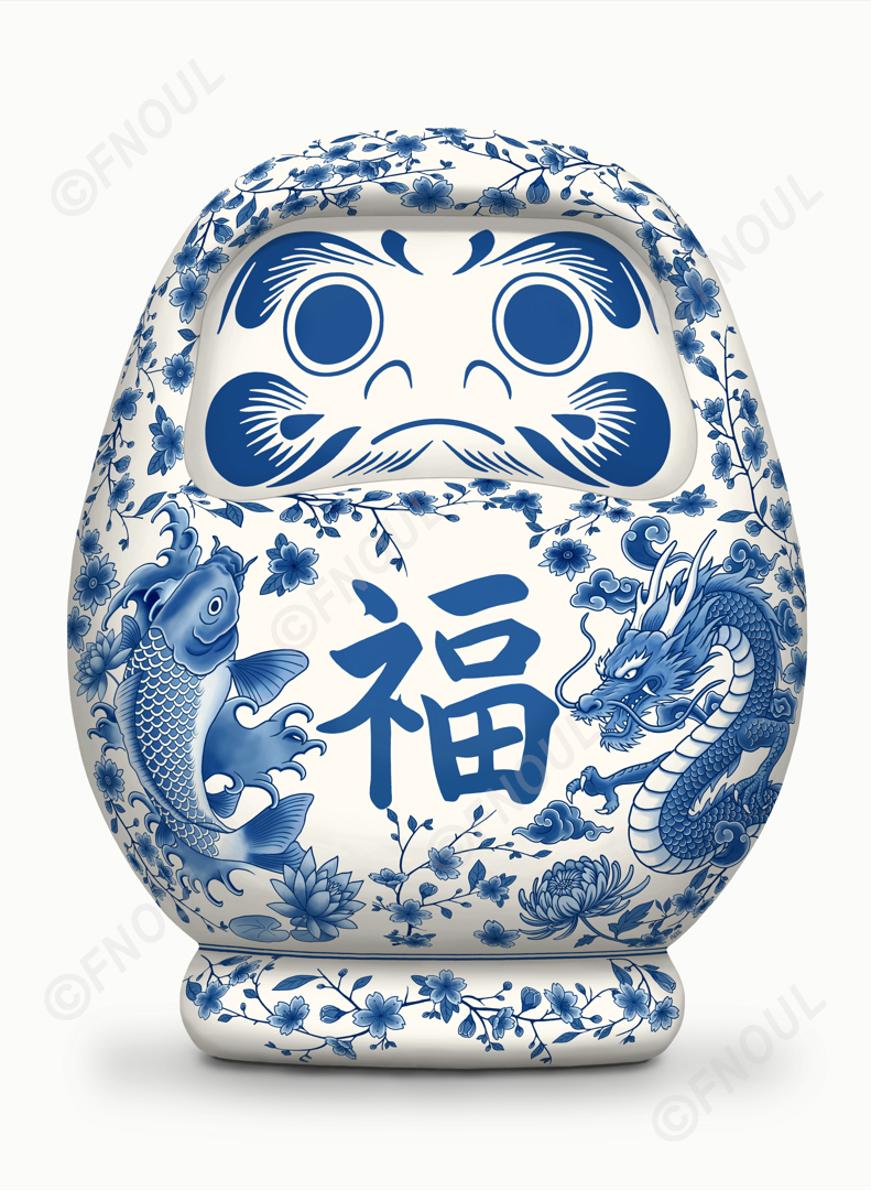 the_fnoul's tweet photo. New Design Daruma Blue &amp; White  | https://t.co/MNp50Bw5ne | #Daruma #japan #tattoo #dragon #ryu #illustration #nippon #lucky #manekineko #japon #asie #manga #kanji #kokeshi #poster #sticker https://t.co/IUwI8oRMUu