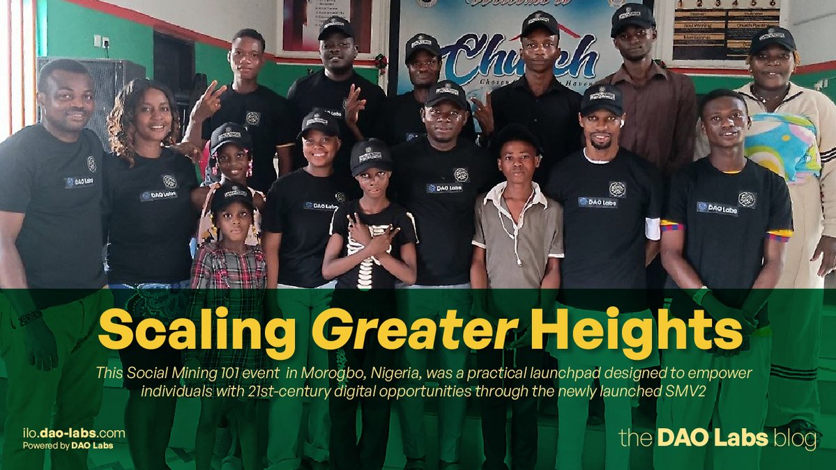 🚀 Lagos is scaling new heights with Social Mining 2.0! 🇳🇬
Last weekend, <a href="/DAOLabs_Africa/">DAOLabs Africa</a> in #Nigeria hosted an impactful campaign at RCCG Chosen Generation Haven to empower the community with Web3 opportunities.

✅ 50+ participants onboarded
✅ Practical live demos
✅ 20+ joined