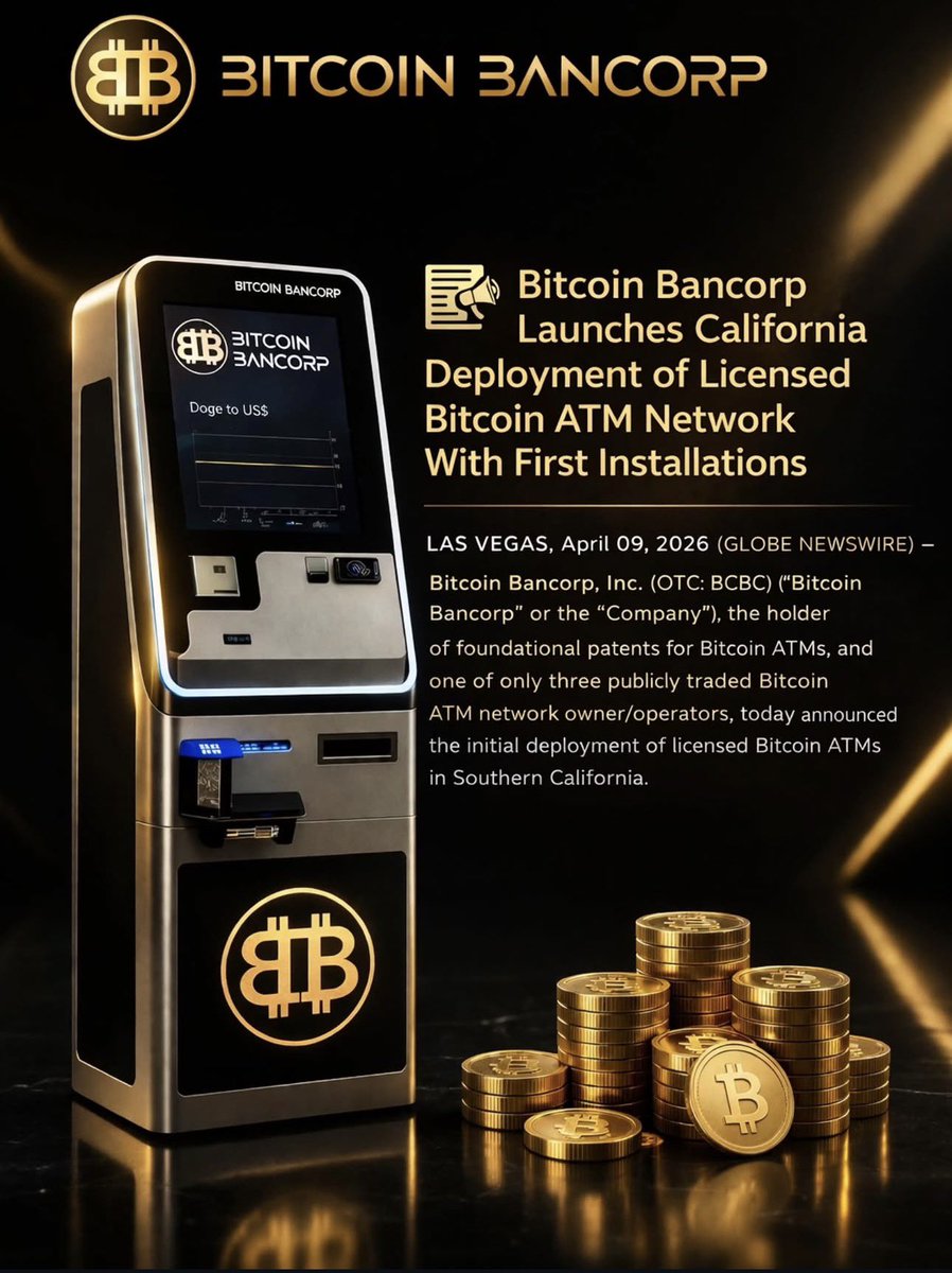 BCBC_stock's tweet image. Bitcoin Bancorp OTC: $BCBC 

 Expands its national footprint with the launch of licensed Bitcoin
ATM deployments in California, bringing secure, compliant, and seamless access to digital assets in trusted retail locations. 

This milestone marks the next phase of growth as