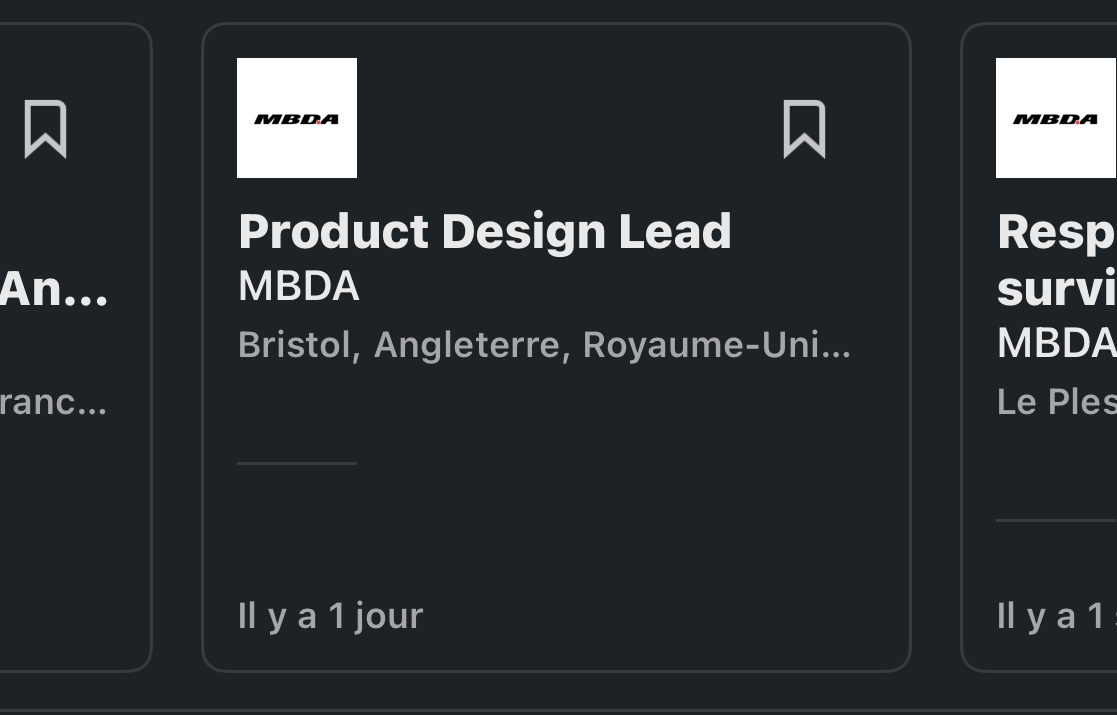 ctzGn's tweet image. Ah et quand #MBDA embauche des #ProductDesigners, c'est juste pas MBDA France mais UK. 
On a vraiment un problème d'encroutement de mentalité !