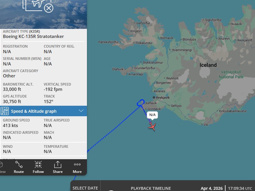 SirListenalot's tweet photo. No reports about an #F15 at Keflavik π€ Still I think #RETRO42 landed there. #KC135 #SWB99's track indicates that, I'd say... π€·ββοΈ Hours before #PVL925 got traffic info about a #KC135 and an F15 (Retro42)
Time will tell π https://t.co/GlNB4PqB1b