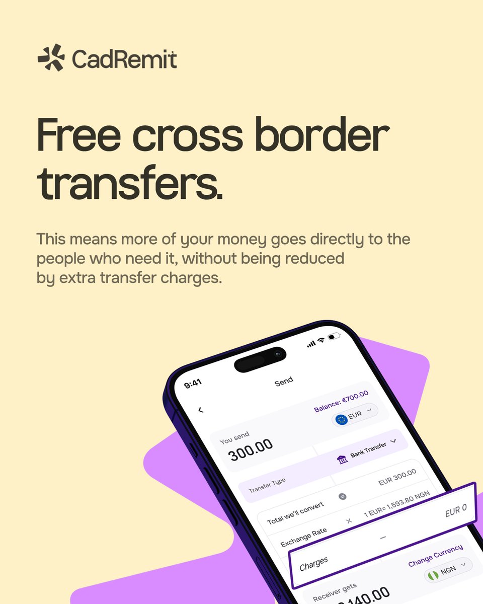 CadRemit's tweet photo. CadRemit is the best money transfer app ever. I love the peace of mind I get using CadRemit to send money cross border. The rates are incredible as well.