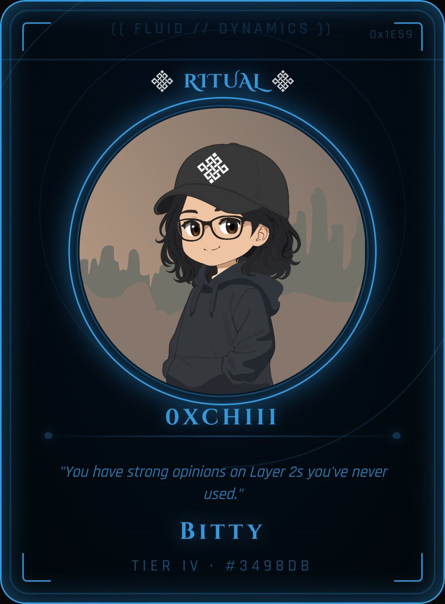 awesome Ritual Card Generator by <a href="/dotmantissa/">𝐌𝐀𝐍𝐓𝐈𝐒𝐒𝐀</a>.

nice touch to represent identity within the <a href="/ritualnet/">Ritual</a>  ecosystem.

<a href="/ritualfnd/">Ritual Foundation</a> <a href="/Ritualist_Indo/">Ritual Indonesia</a>