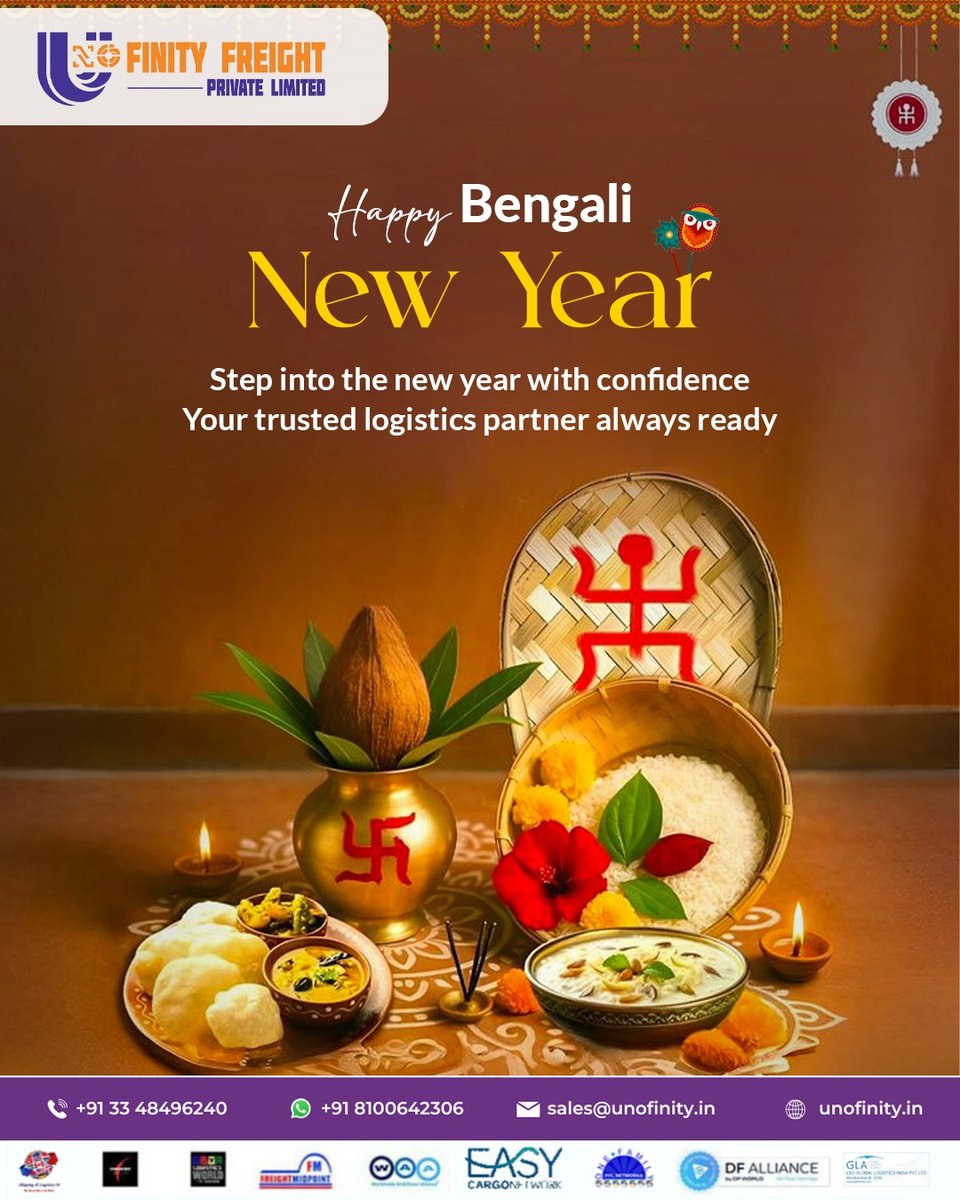 unofinity's tweet photo. This Bengali New Year move forward with confidence while we take care of your logistics challenges. From timely deliveries to seamless operations we ensure your business never slows down. 
#bengalinewyear #bengalinewyear2026 #shubhonababarsho #pohelaboishakh #boishakh #unofinity https://t.co/j17zfDOAwh