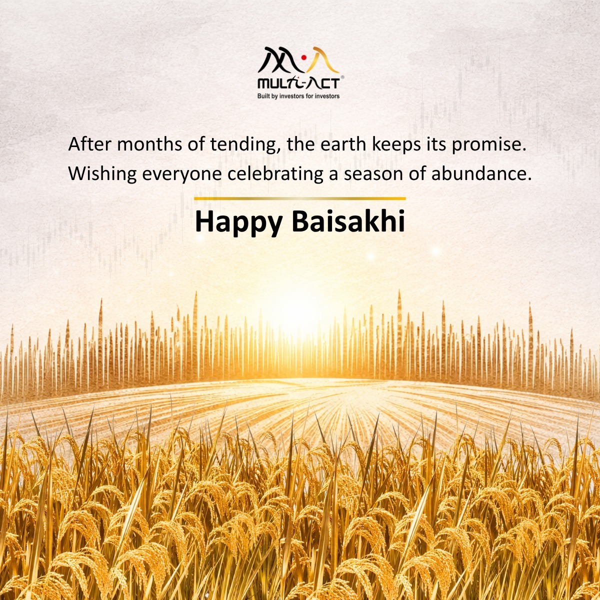 Multi_act's tweet photo. The harvest comes later, only for those who stay the course through uncertainty.

Baisakhi reminds us: what takes time is what’s worth celebrating.
Warm wishes from all of us at Multi-Act.

#Baisakhi #HappyBaisakhi #MultiAct #LongTermInvesting #Compoundin https://t.co/R9vG4Nh6GY
