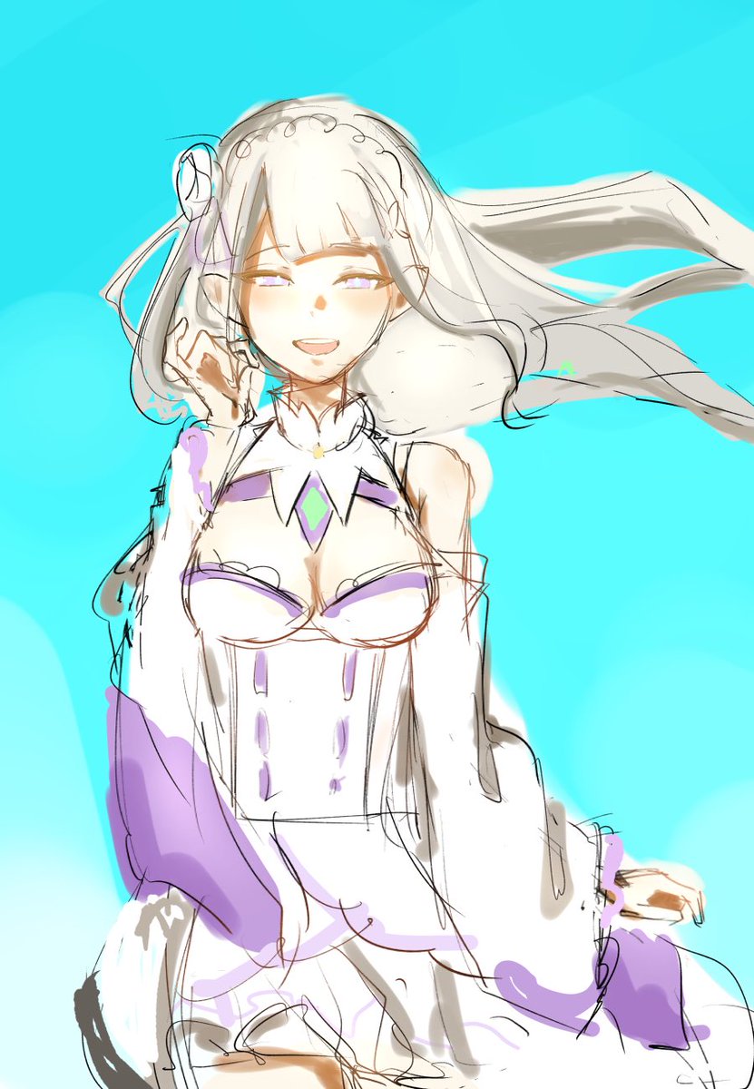 Vash_aobakw's tweet image. 超雑ラフ　エミリア