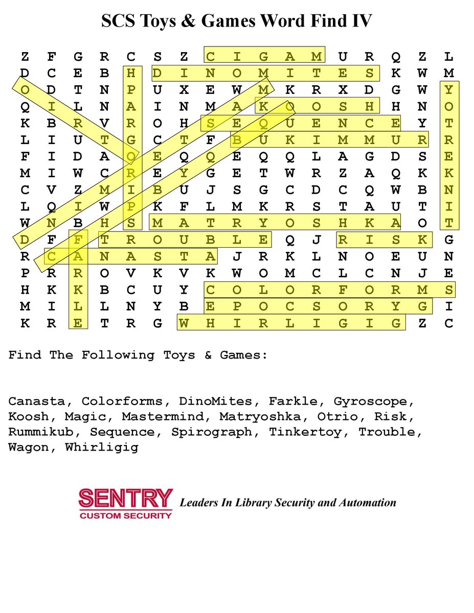 SentryCustom's tweet photo. 🧩🔓 Last week’s answer keys are here!

SCS Crossword &amp; Word Find • Apr 06– Apr 10

🧩 SCS Food Crossword Puzzle XIX 🍔
🧩 SCS Toys &amp; Games Crossword Puzzle VIII 🧸
🧩 SCS Toys &amp; Games Word Find IV 🧸

Did you solve them all? 🔐🧩

#SentryCustom #Crossword #WordFind #AnswerKey https://t.co/4Dx8dbwHjv