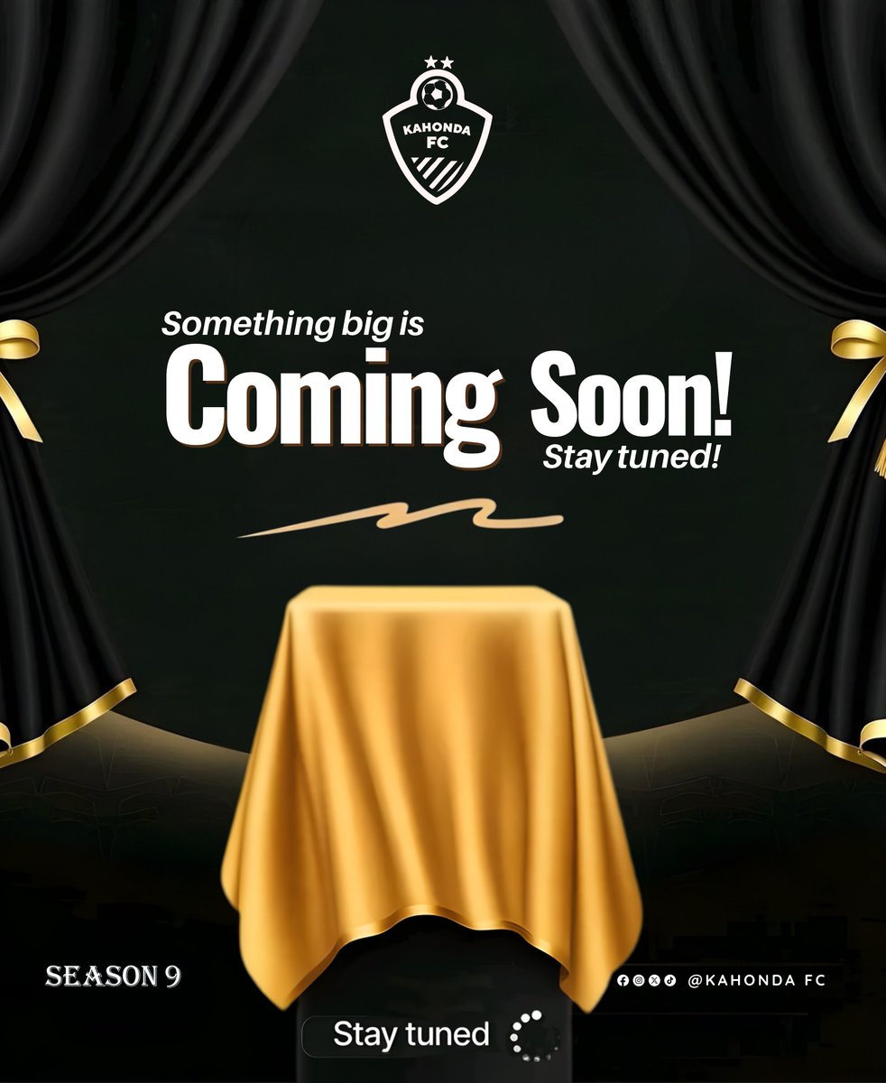 KahondaFc's tweet image. The wait is almost over. ⏳

We’ve been working on something special for the fans, and it’s finally time to pull back the curtain. 🖤

Drop a “🔥” if you’re ready for the big reveal!

#KahondaFC #StayTuned #KitungaLeague