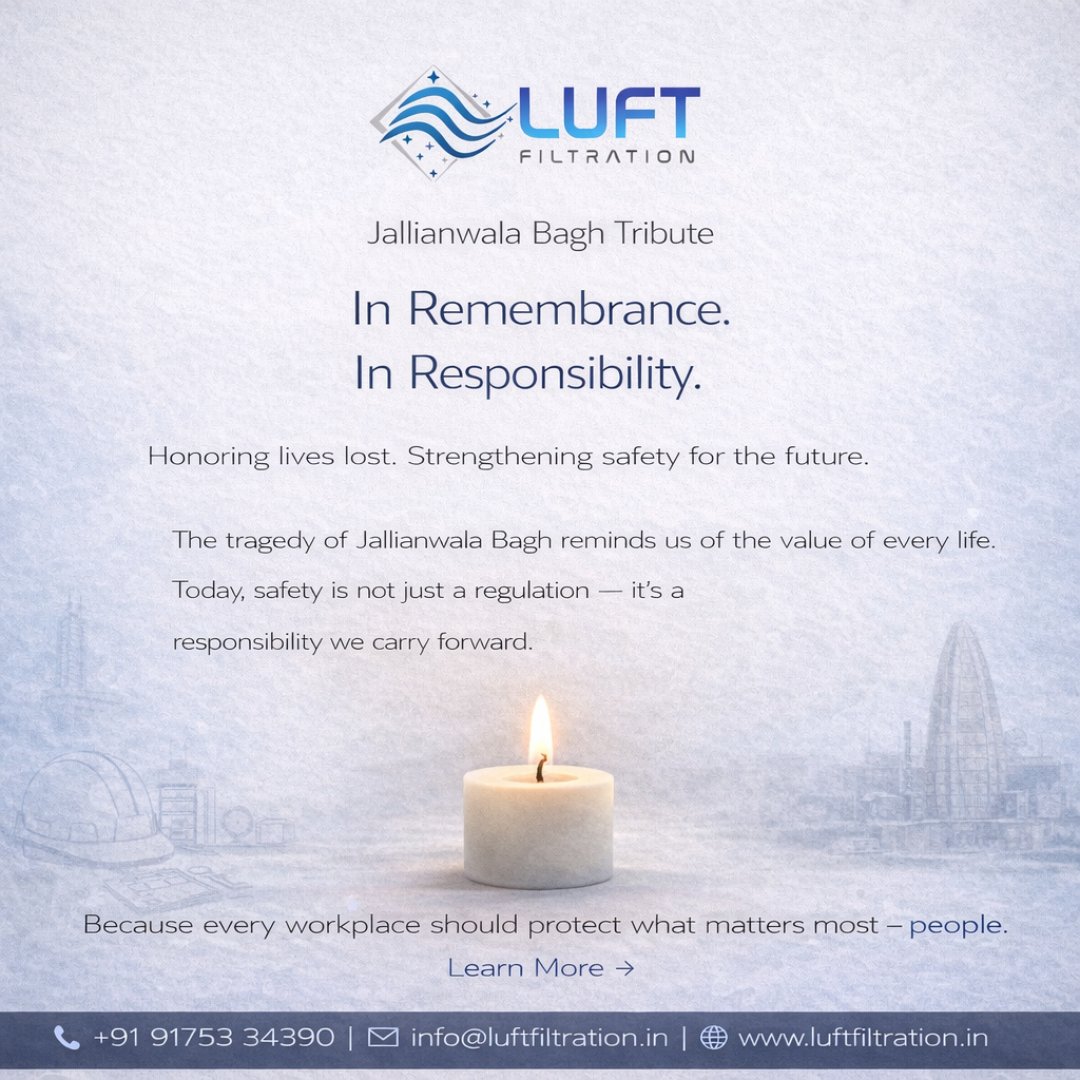 luftfiltration's tweet image. In remembrance. In responsibility.🕯️

Honoring the lives lost at Jallianwala Bagh.

A reminder that every life matters — and safety is a responsibility we must carry forward.

#JallianwalaBagh #InRemembrance #Respect #SafetyFirst #LuftFiltration