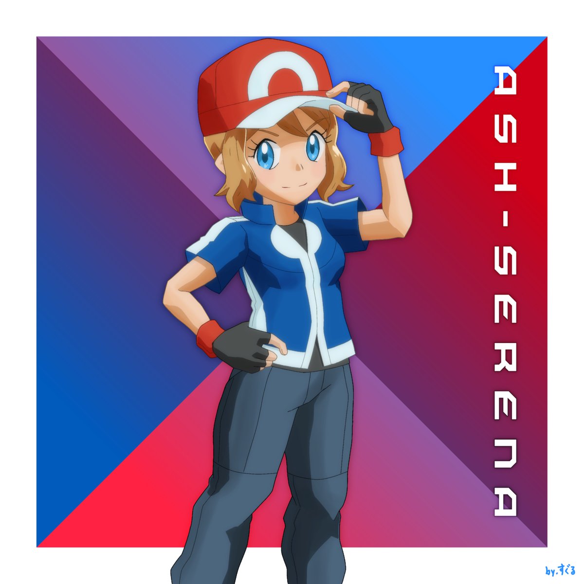 サトシ服セレナ
#ポケモンイラスト