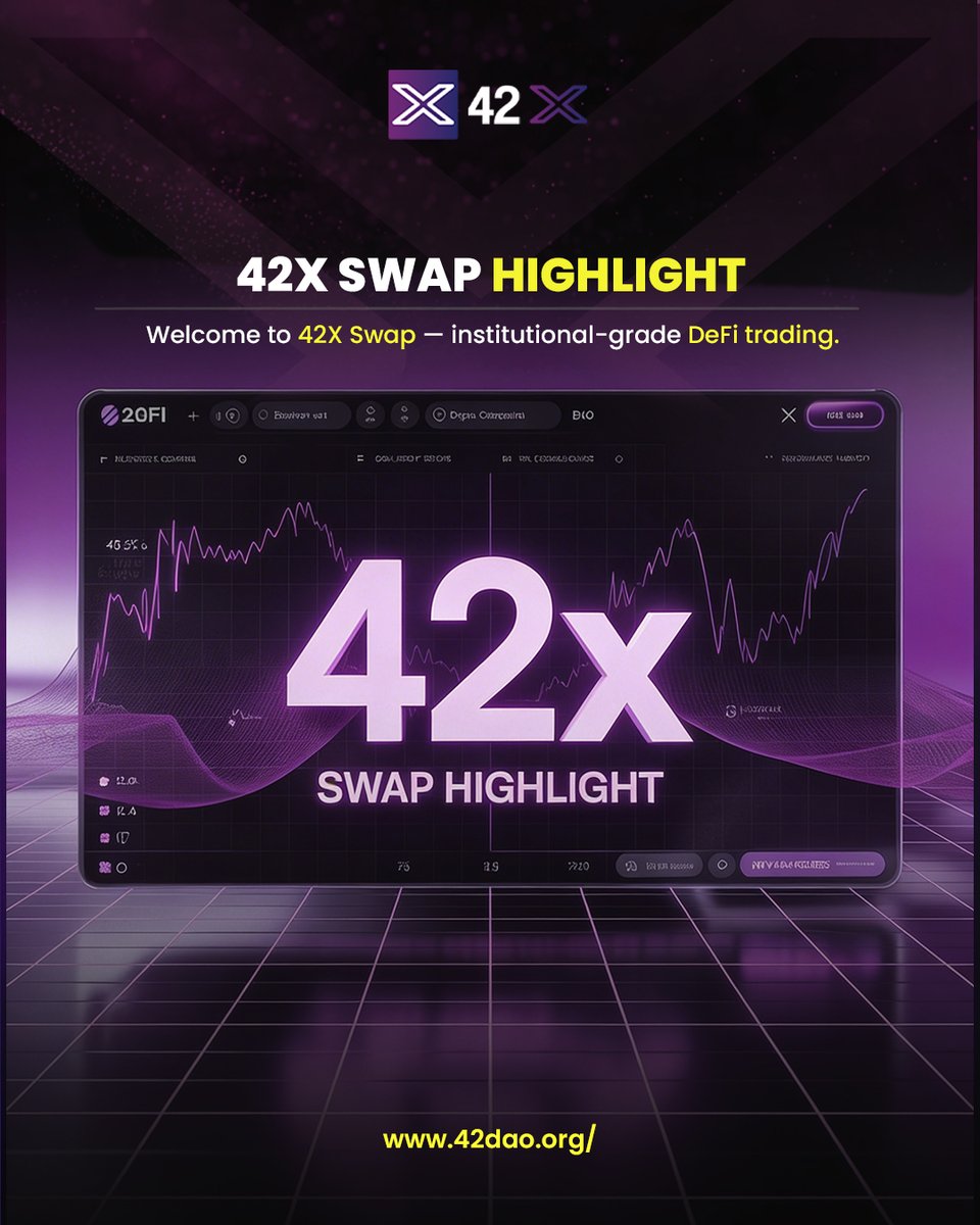 No slippage.
No intermediaries.
Just precision.

Welcome to 42X Swap — institutional-grade DeFi trading.
42dao.org/dapp-hub
#DEX #CryptoTrading