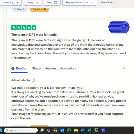 DampSolutions1's tweet photo. From Trustpilot to direct customer reviews, the message is the same: Skilled teams, respectful service and work finished to a high standard. Damp Proofing Solutions consistently earning 5‑star feedback. https://t.co/6LfJQjun3j