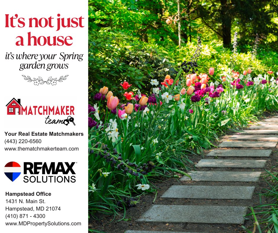 sonyafrancis's tweet image. The most beautiful things bloom at home 🌷💕🏡 If you're ready to find your perfect real estate match, give The Matchmaker Team a call today! 👉 (443) 220-6560 

#YourRealEstateMatchmakers #Remax #TheMatchmakerTeam