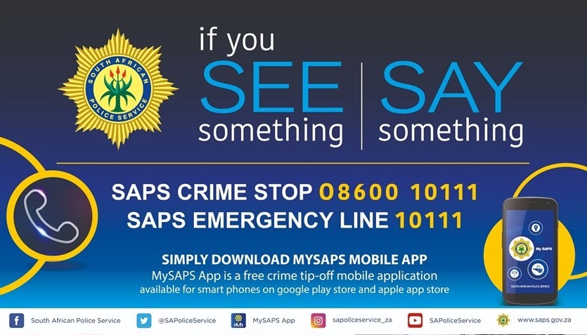 GCISGauteng's tweet image. Report suspicious activity 🚨
Your voice helps keep communities safe.
#ReportCrime #StaySafeSA #CommunitySafety #GovZAUpdates #ActNow @SAPoliceService @JoburgMPD @GautengProvince
