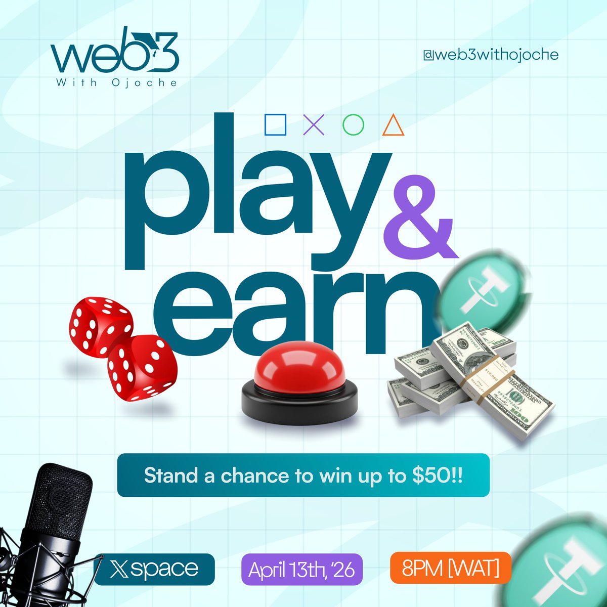 It's giving FREE MONEY energy and I'm here for it!!

Tune in tonight for #W3WO Play &amp; Earn. Show up, play, and walk away with up to $50. 

Come relax and play. 

📅 April 13th, 2026
🕗 8PM WAT
📍 X Space

 Set your reminder👇 x.com/i/spaces/1wxWj…