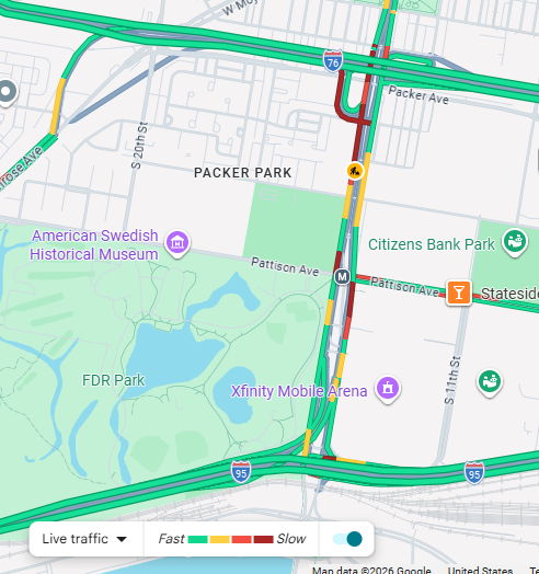 PhillyTrafficWX's tweet image. Roadwork on  Broad street between I-76 and I-95 watch for lanes closed in each direction and expect delays. #southphilly