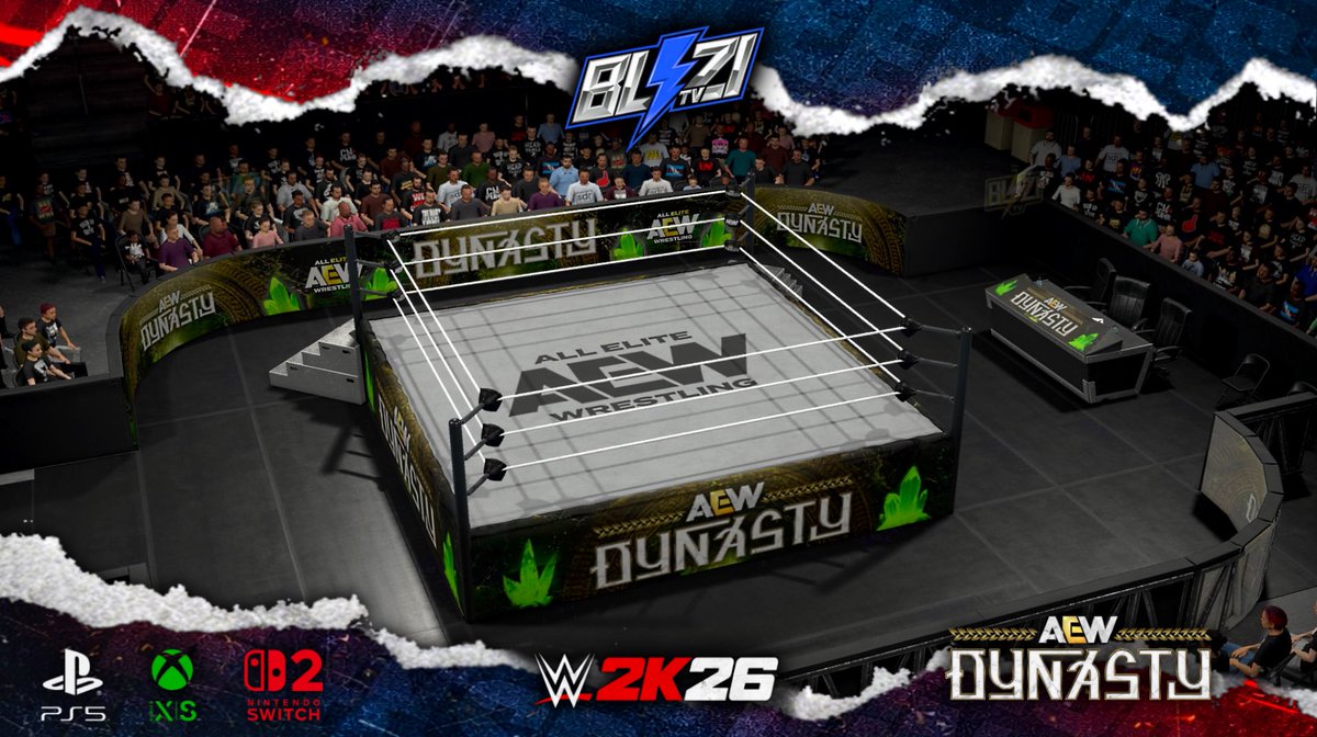 BliziTV's tweet image. 🚨 NEW UPLOAD ON #WWE2K26 COMMUNITY CREATIONS ! 

✭ #AEWDynasty ‘26 Arena (MOST ACCURATE)

➡️ Available on all consoles (PS5, XBox Series X|S &amp;amp; Nintendo Switch 2) in « Show » &amp;amp; « Arena » sections ! 

🔎 Search Tags : BliziTV - AEW - AEWDynasty26

ENJOY ‼️

#AEW #AEWonPrime