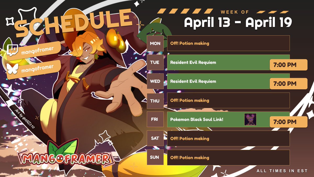 mangoframer's tweet image. Morning Manggang 🥭✨

I can't wait to be Leon Kennedy and [redacted for spoilers]!

And!! I'll be running my first ever playthrough of Pokemon Black as a soul link nuzlocke with @mongreltooth  this Friday!!!