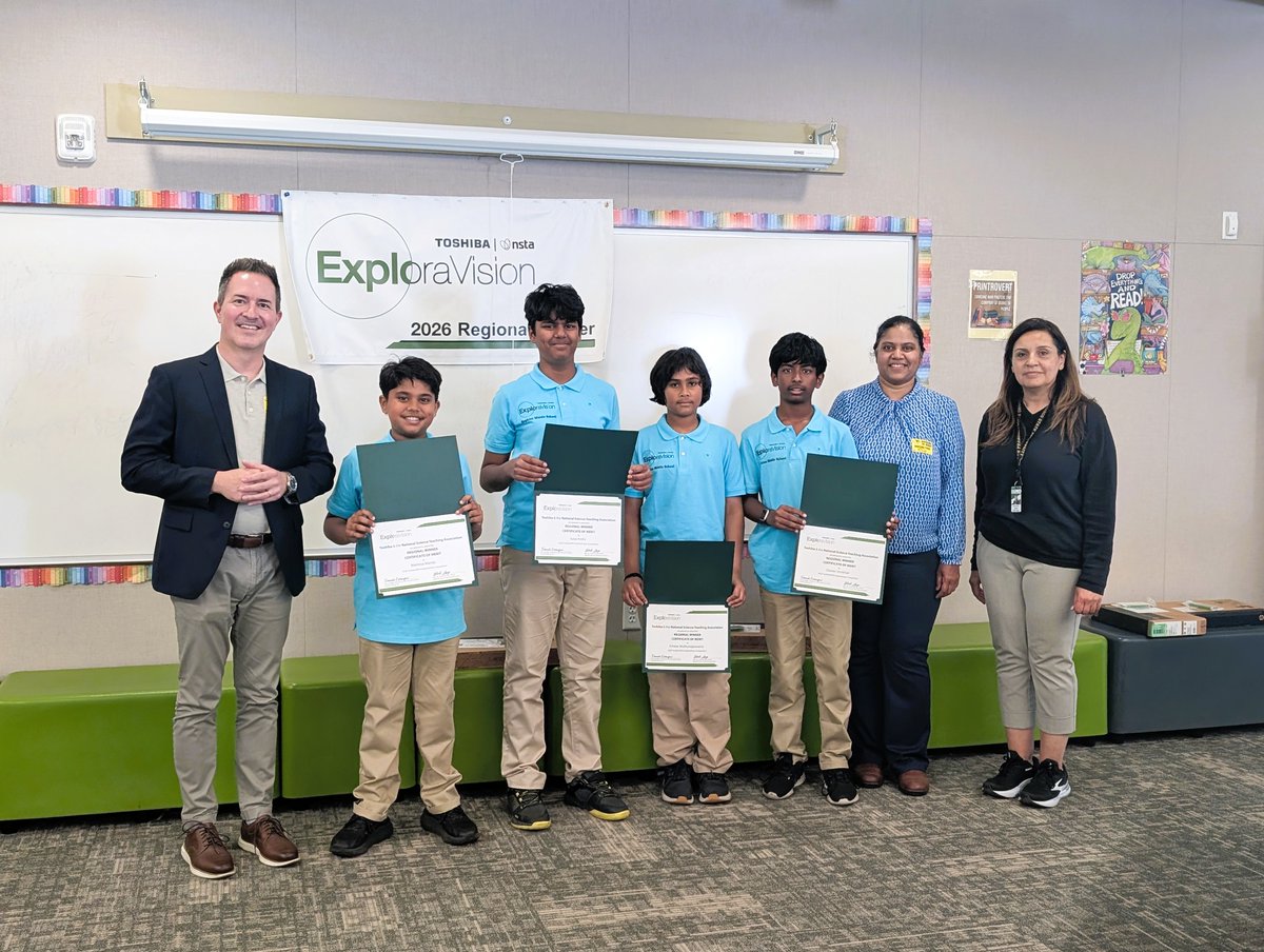 ToshibaAmerica's tweet image. 🎉 Congrats to William Hopkins MS ExploraVision regional winners!
 Their project AENDS uses AI for early, non‑invasive Alzheimer’s detection—supporting faster, more accurate care for patients.
 Best of luck in the national round!
 #ExploraVision #STEMEducation #ToshibaCSR