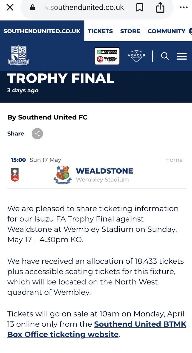 AlanSBrown67's tweet photo. @SUFCRootsHall Some sources are quoting a 1500 / 3pm kick off time https://t.co/R18hYSRCgn
