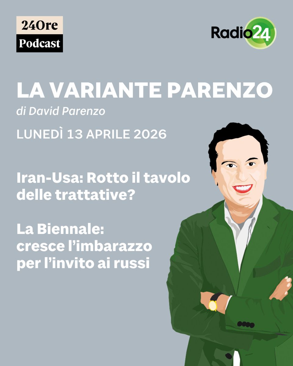 Radio24_news's tweet photo. Ascolta la puntata de #lavarianteParenzo di oggi #13aprile
.
Clicca qui ▶️ https://t.co/IsXcorxNGV
.
@DAVIDPARENZO  #Iran #USA #trattative #Biennale #russi https://t.co/cuSLliYM4X