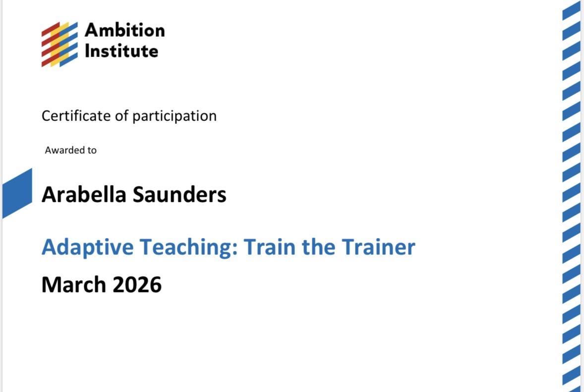 MissAVECarter's tweet photo. The Adaptive Teaching Train the Trainer course with @Ambition_Inst has already shaped school policy and is beginning to have an impact on our students’ learning experiences. I highly recommend it. https://t.co/shQooDhZg2