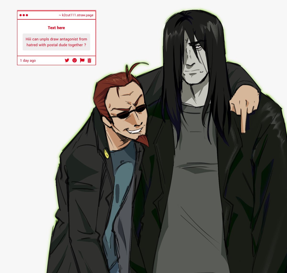 k2cut_'s tweet image. This is only the 2nd time I’ve drawn Notim #postal #postal2 #hatred #postaldude #notim