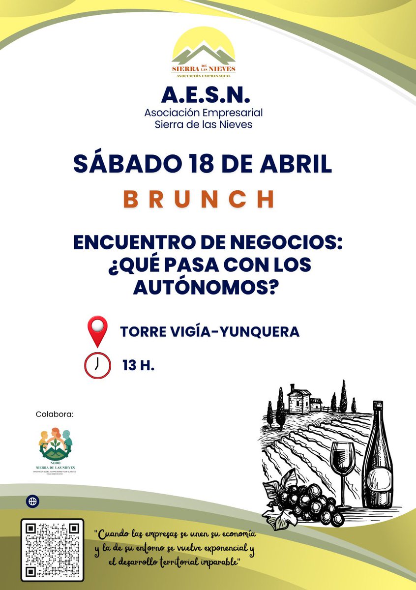 GDRSierraNieves's tweet photo. La Asociación Empresarial SIERRA DE LAS NIEVES os invita a participar, el próximo sábado en #Yunquera, en un encuentro de negocios https://t.co/W4n2CnbrnY