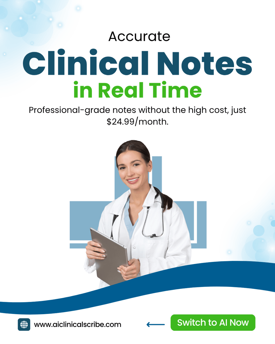 AICScribe's tweet photo. Accuracy you can trust. Speed you can feel.
No more delayed charting, just real-time clinical notes that move with your workflow. Precise, professional, and right when you need them.
Make the switch to smarter documentation today.
#ClinicalNotes #AI #MedTwitter #AIScribing https://t.co/7XIGM4q12u