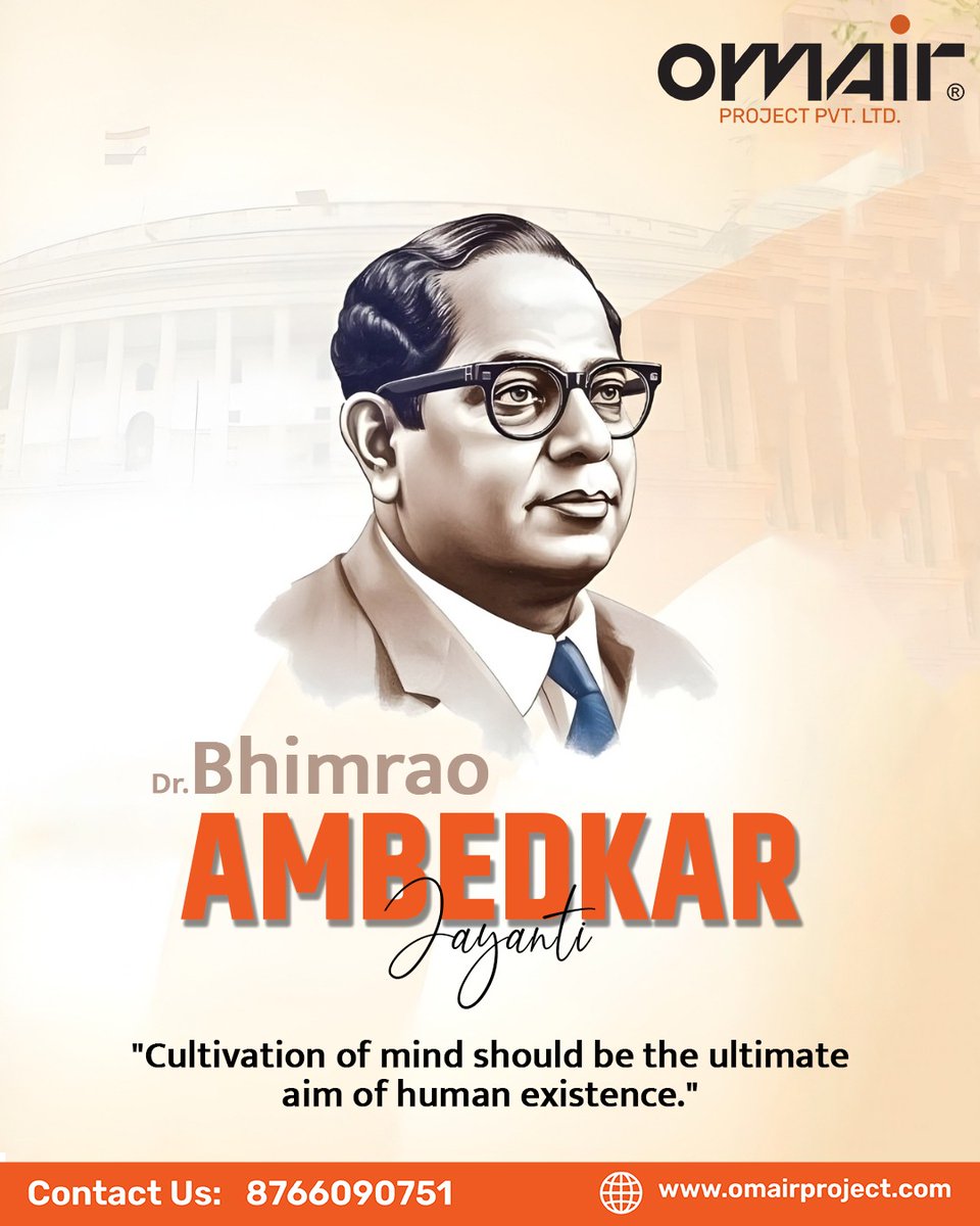 OmairProject's tweet photo. Honoring Dr. B. R. Ambedkar’s legacy of equality, education, and empowerment. Let’s build a society rooted in knowledge and justice.

Connect with OMAIR Project Pvt. Ltd.
📞 8766090751 
🌐 https://t.co/yiZtap7Rvo

#AmbedkarJayanti #EqualityForAll #EducationFirst  #OMAIRProject https://t.co/BzbRDVx9yg
