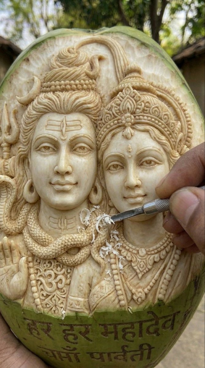 iamsudipsardar's tweet photo. Coconut sculpture art Mahadev Parvati | Sudip Sardar 

#art #sculpture #mahadev #sudipsardar #iamsudipsardar Sudip Sardar @iamsudipsardar https://t.co/sTNuakwuOG