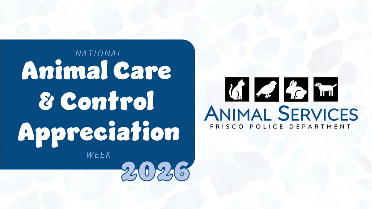 FriscoPD's tweet photo. As #NationalAnimalCareandControlAppreciationWeek begins, we'd like to recognize the members of our PD family from Animal Services. Please join us in thanking this compassionate group who assists residents and ensures the welfare of the Frisco's pets and urban wildlife! https://t.co/oNq1y3Xnha