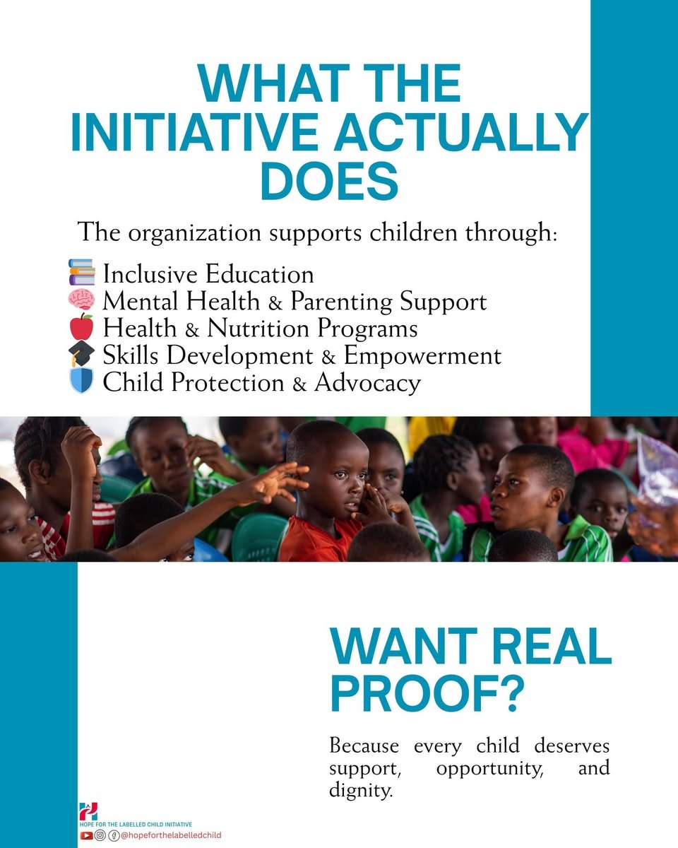 hlcinitiative's tweet photo. Labels can influence how children see themselves but should never limit their future. At Hope for the Labelled Child Initiative, we’re changing the narrative through advocacy, support, and development programs to empower every child to thrive. https://t.co/7rtVjPfhzF