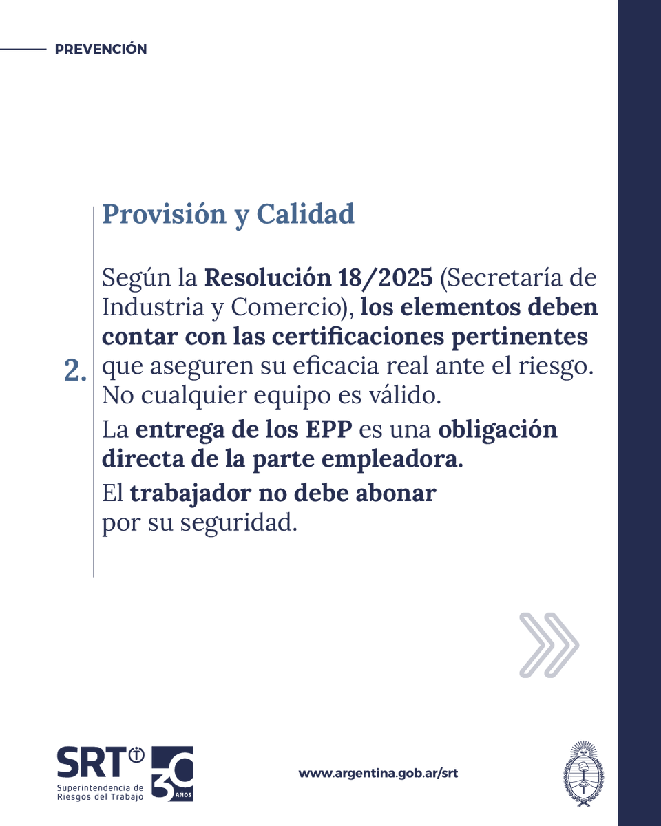 SRTArgentina's tweet photo. ¿CÓMO SELECCIONAR LOS EPP?
 
👉🏻En esta publicación te dejamos 3 datos de la última barrera de defensa
🔎Encontrá más información en el link👉🏻 https://t.co/xBhqjLxgmg

Haciendo del trabajo un lugar seguro 
#TrabajoSeguro 
#Seguridadlaboral https://t.co/5GMrwKrtk7