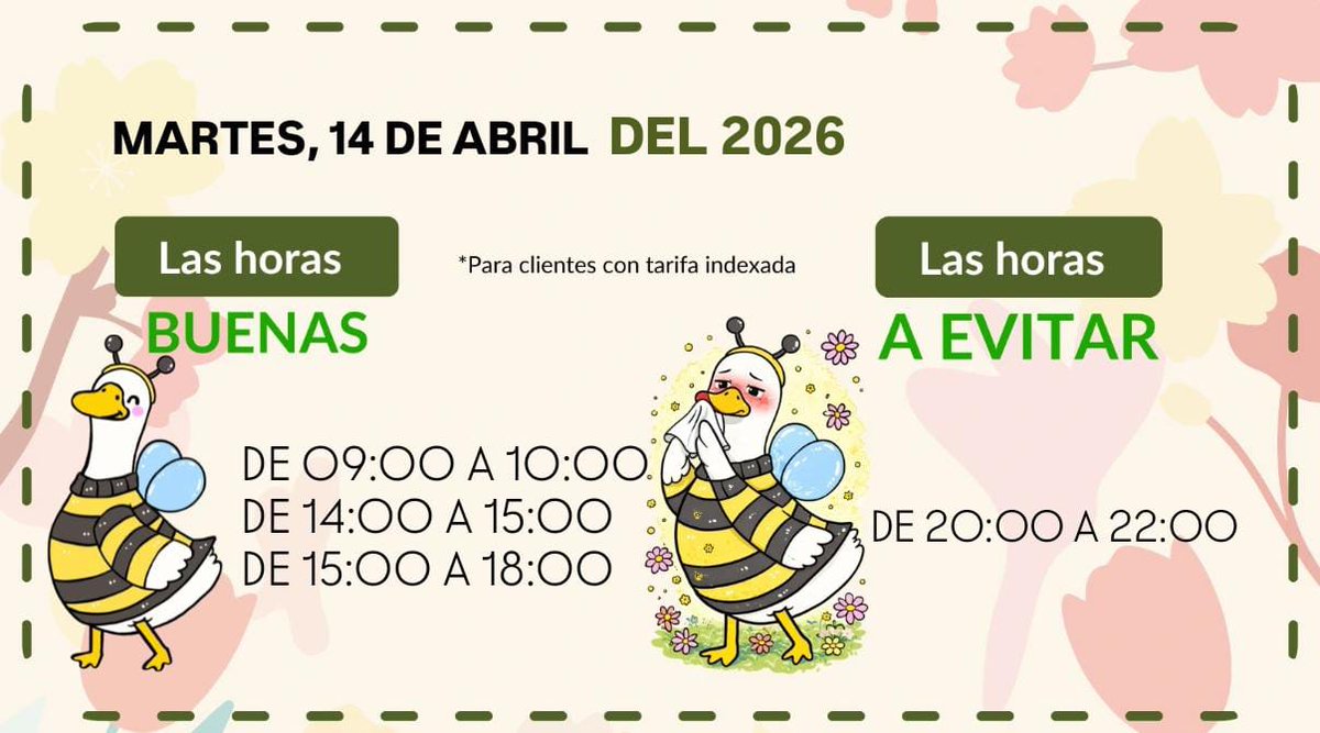 🟢 ¡Aquí las tienes! #LasBuenasHoras de hoy para ayudarte con tu factura. #FeníeEnergía