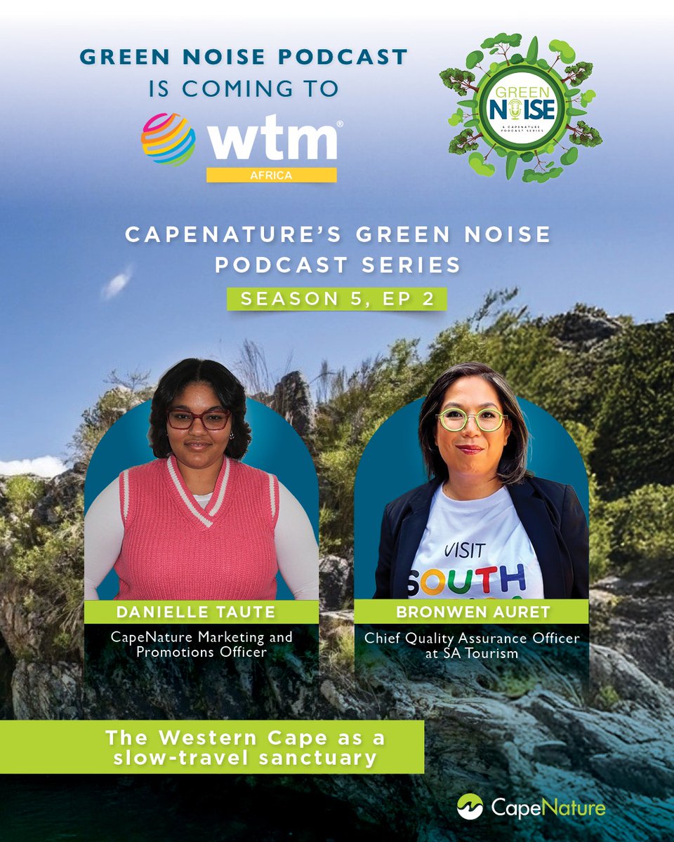 CapeNature1's tweet image. We’re excited to be at WTM Africa 2026, bringing Green Noise magic. We’ve already recorded Episodes 1 &amp;amp; 2 of the new season live from @WTM_Africa, unpacking conversations around sustainability &amp;amp; tourism in the Western Cape, moderated by Dan Corder.

#CapeNature #WTMAfrica2026