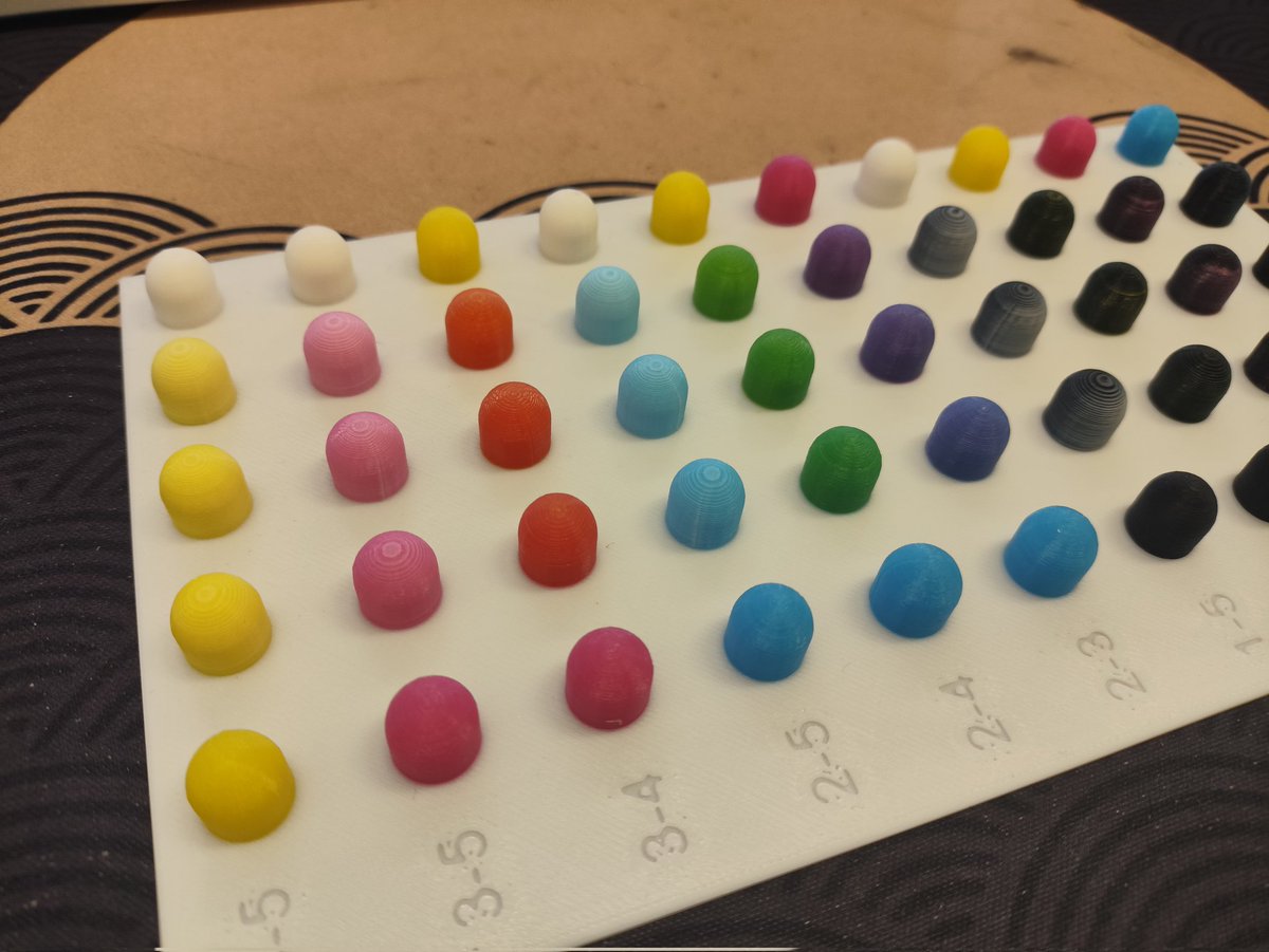 vermin2026's tweet photo. Almost perfect full spectrum test on the prusa xl. I need to get a more translucent black/white and align the nozzles a bit better. https://t.co/kRWZPTjbXQ
