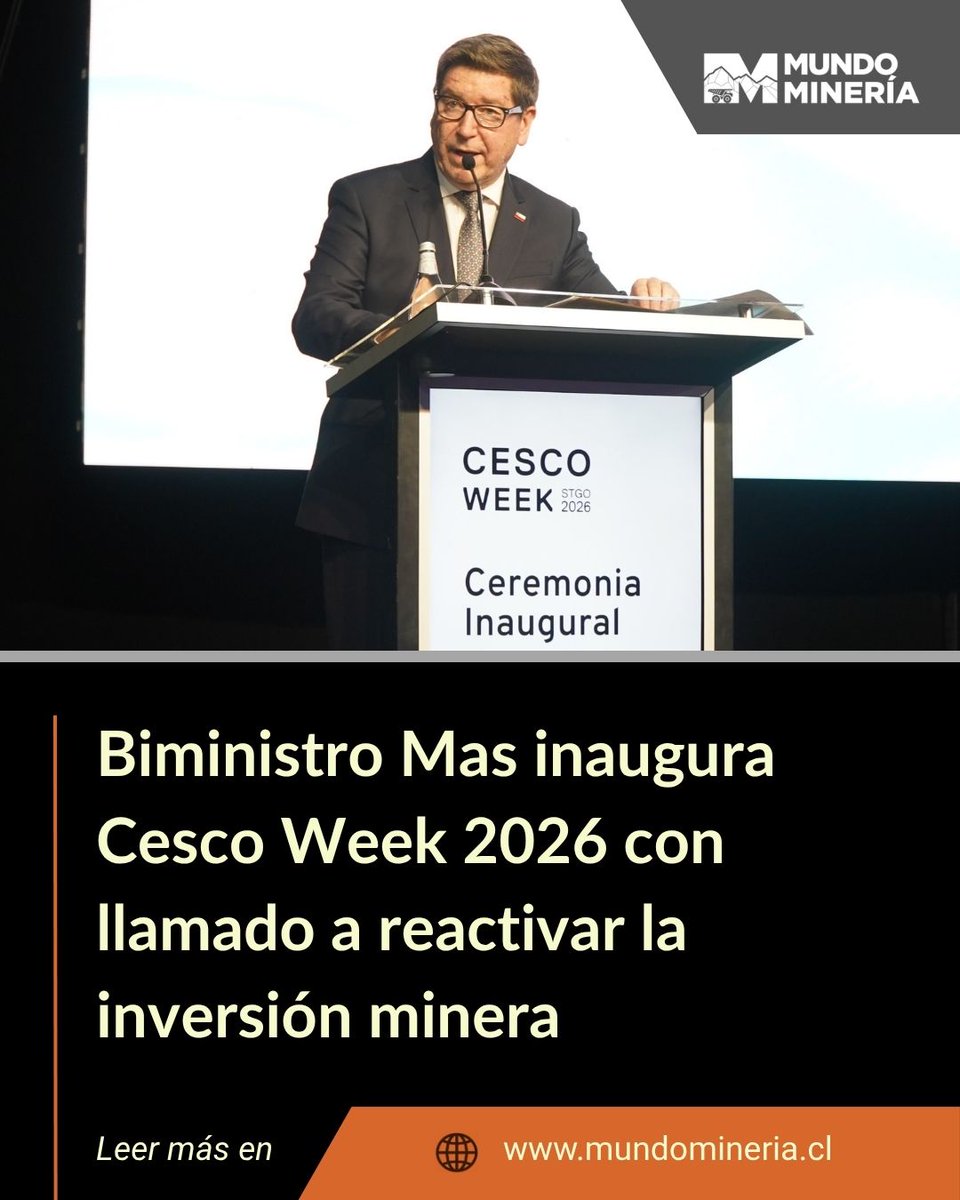 MundoMineria's tweet image. @DanielMasValdes planteó la necesidad de generar condiciones favorables para atraer capitales.

mundomineria.cl/2026/04/13/bim…

#mineriachilena #mineria #CESCOWeek