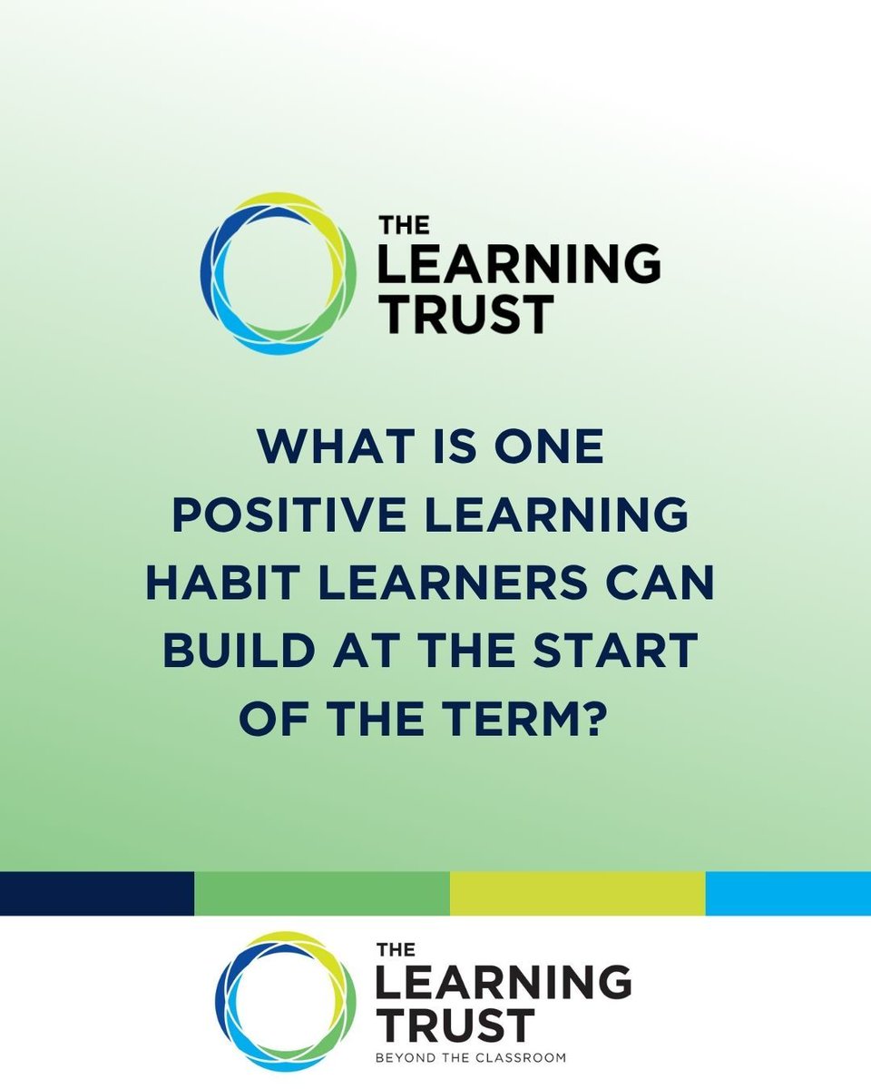 theLearningT's tweet image. As learners settle back into their routines, small wins matter. 

What is one positive learning habit learners can build at the start of the term? 

#TheLearningTrust #BeyondTheClassroom #AfterSchool #AfterSchoolMatters #EducationMatters #EmpoweringLives
