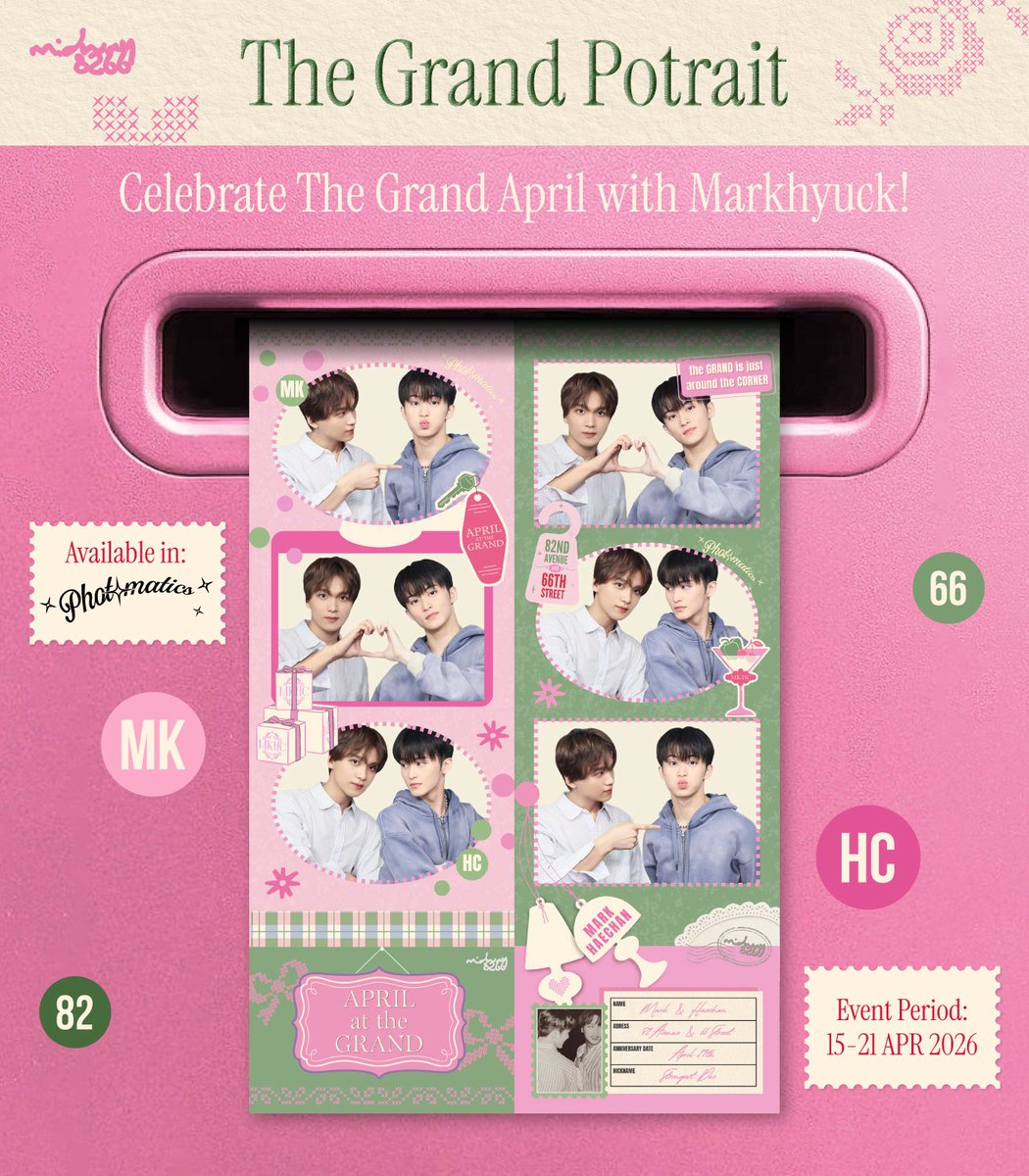 Meowwnulis's tweet image. ୨ৎ The Grand Potrait: Mark &amp;amp; Haechan Photobooth Event ୨ৎ

Capture your moments to celebrate The Grand April with our 🐯strong duo🐻

📸 @photomaticsid (Details on pics)
🗓 April 15th—21th, 2026
🛎 Kindly tag @MIDWAY8266 and use our hashtag!

#AprilAtTheGrandWithMAHAE
#MIDWAY8266