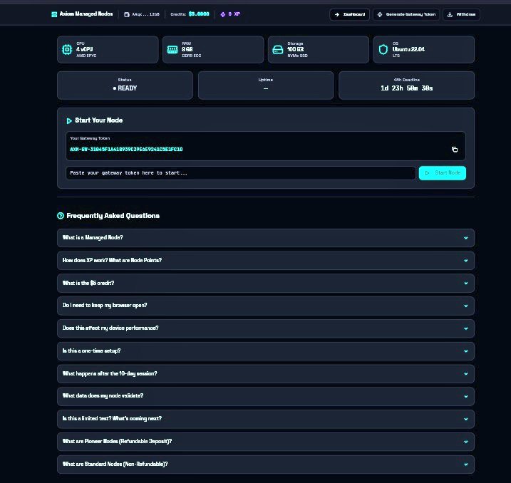 Axiom Manage Node Testing is live and also the $5 Credit has been ...