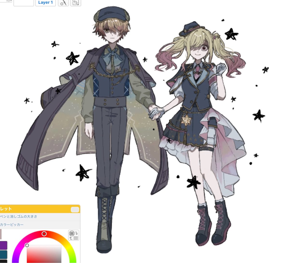 1年以上放置してたソロ絵茶兄妹を今更完成させました