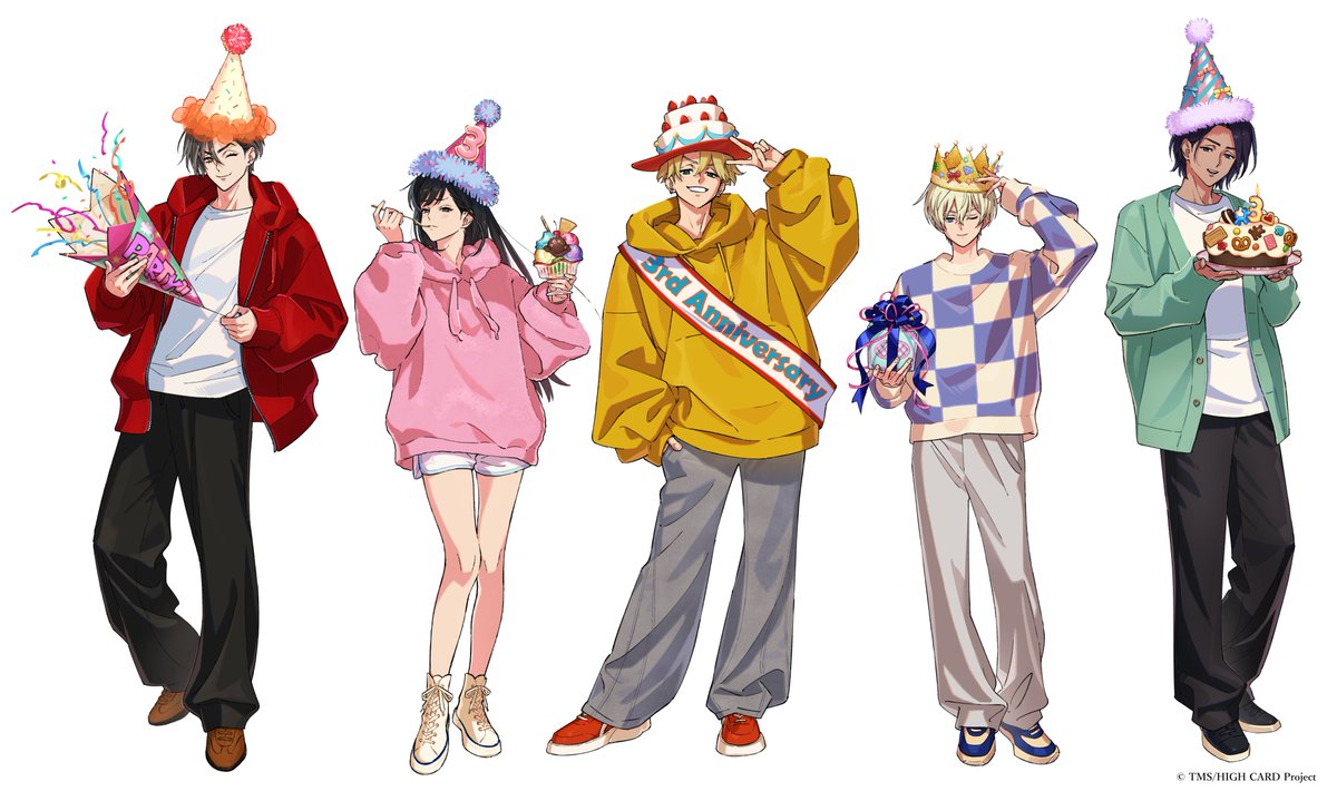 ebimoji3's tweet image. 『HIGH CARD』TVアニメ放送３周年記念 FAMくじで描いたイラストです。アニメジャパンにも掲示していただいてました。よろしくお願いします！