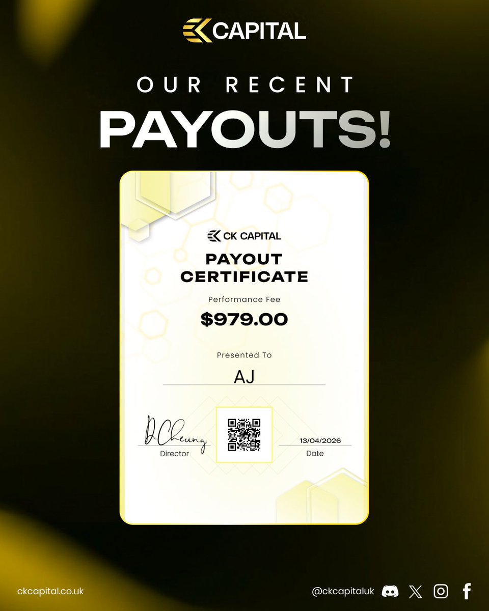 ckpropfirm's tweet photo. 💛 OUR RECENT PAYOUTS ARE IN! 💛

Another day, more traders getting rewarded 📈

At CK Capital, we’re all about consistency, discipline, and getting YOU funded 💛

Ready to secure your next payout?

Start your journey today 👇
https://t.co/yPgajKavxP https://t.co/2FdudawvnC