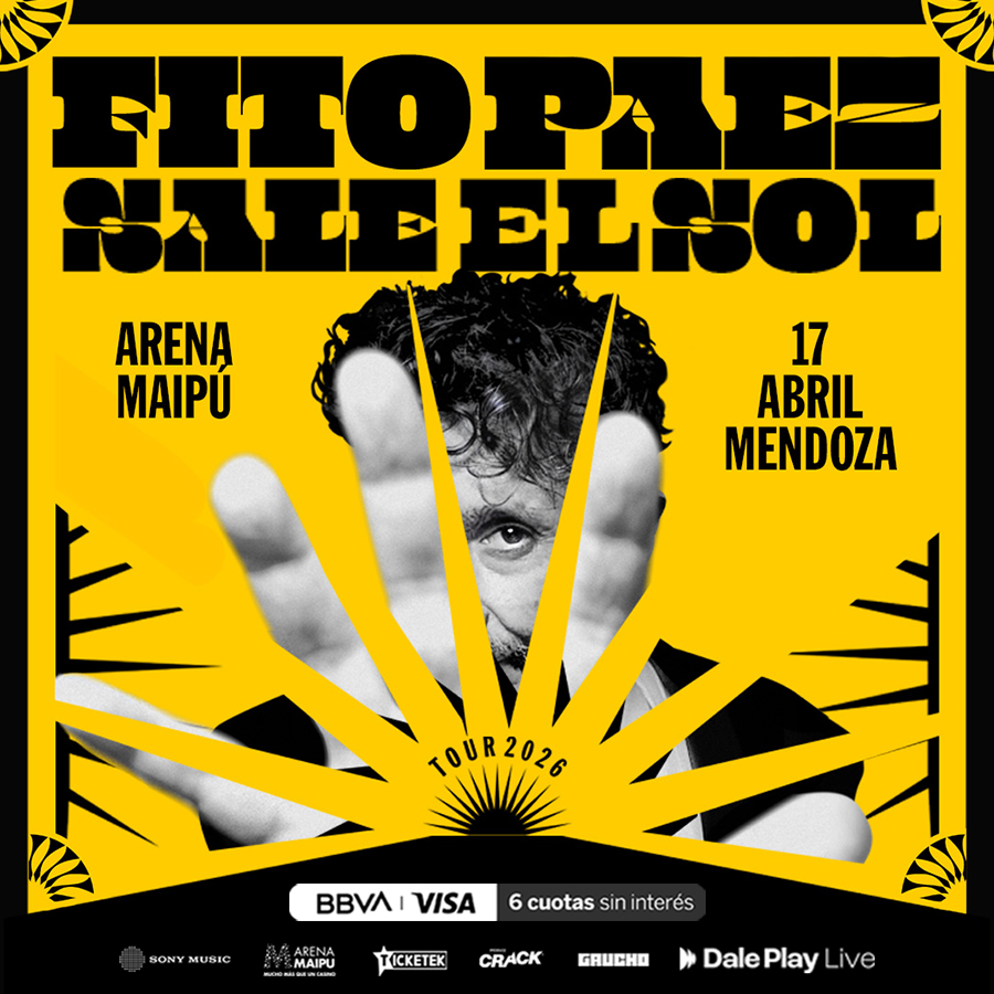 TicketekAr's tweet image. ¡@FitoPaezMusica vuelve a #Mendoza!☀️
Tras 3 años, la leyenda del rock regresa con versiones inéditas de sus himnos, detalles artesanales y temas de "Novela".✨

🗓️17 de Abril
📍Arena Maipú

🎫Últimos #Etickets en ticketek.com.ar/fito-paez
